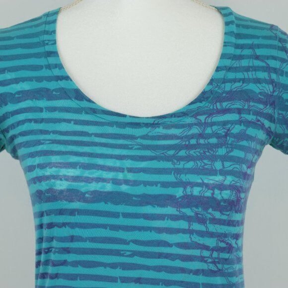 The North Face Women's Small Blue Purple Scoop Neck Burnout Short Sleeve Tee - Picture 2 of 8